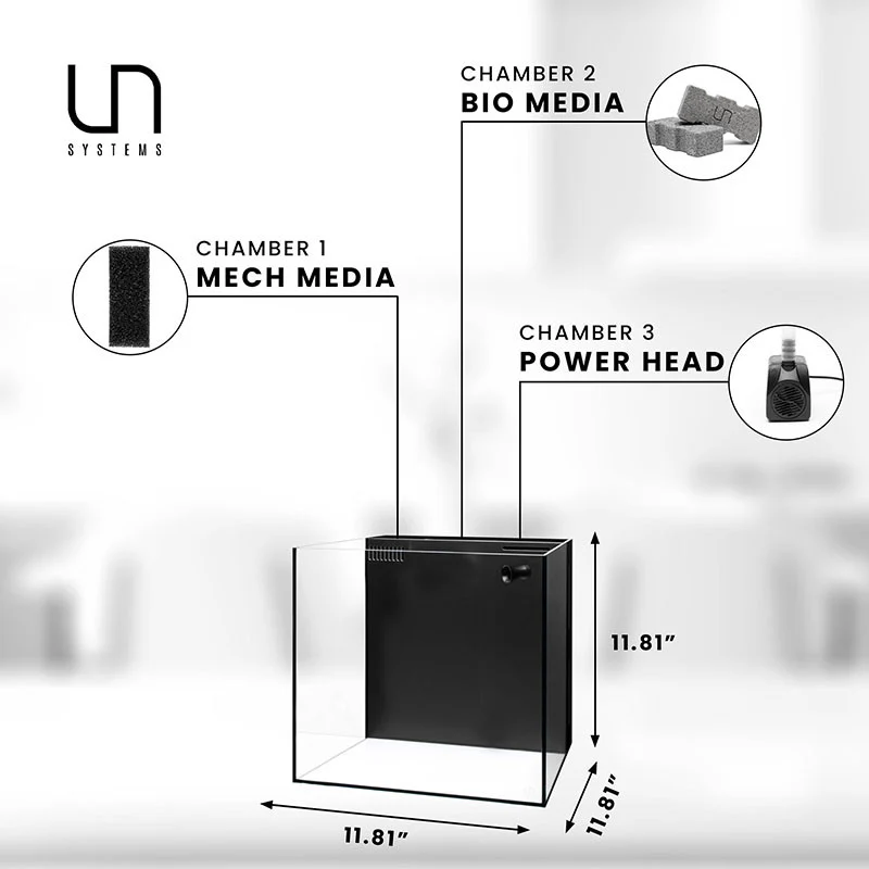 UNS Dual All-In-One 40A Aquarium – 17 Gallon Rimless Tank - Image 3