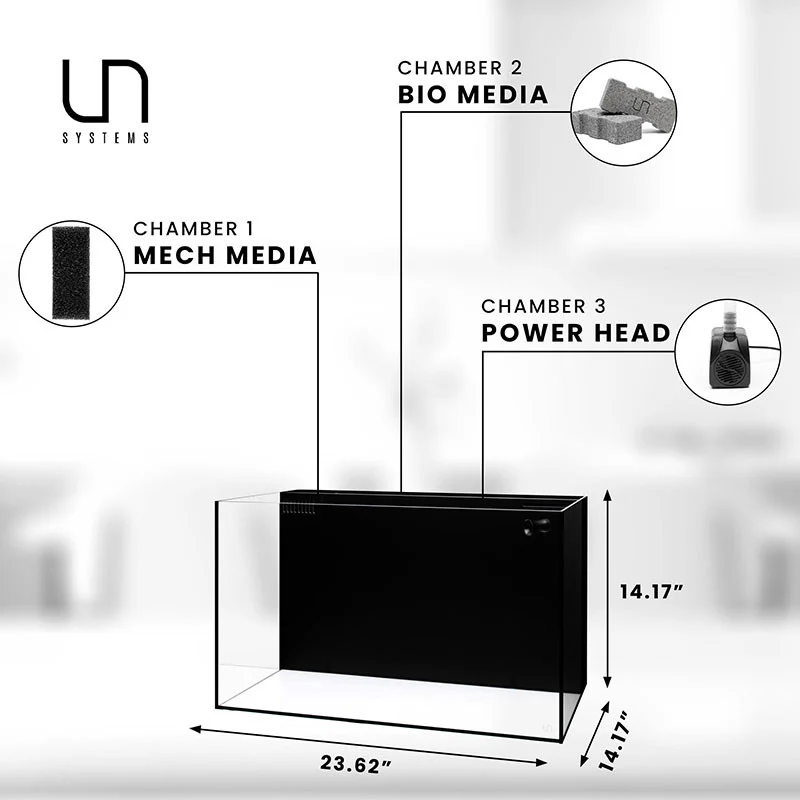 UNS Dual All-In-One 60A Aquarium – 20 Gallon Rimless Tank - Image 4